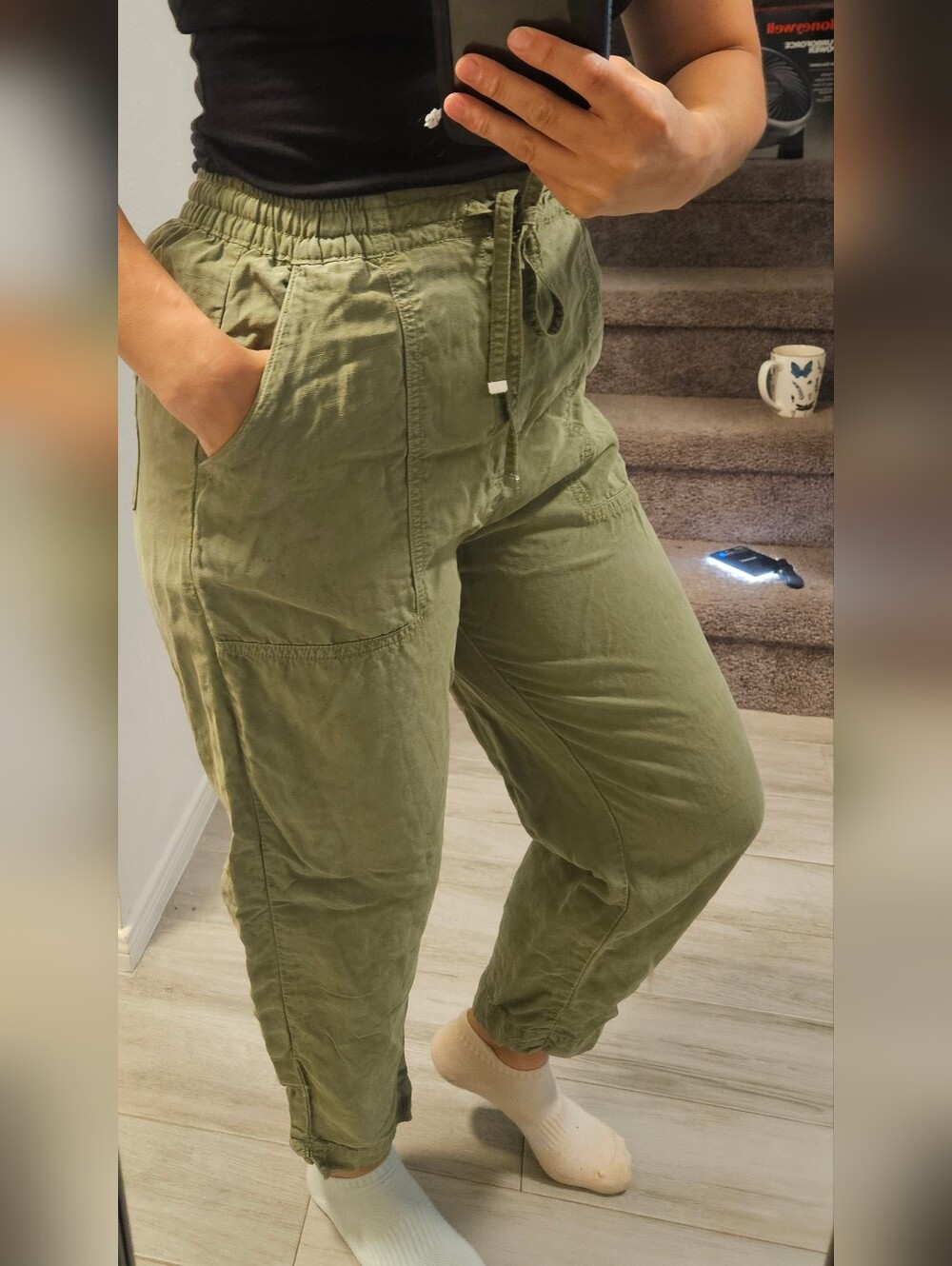 Zara Olive Utility Drawstring Pants